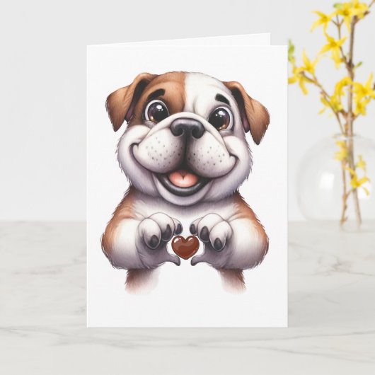 Carte d'amour pour chien mignon (Fleur jaune)
