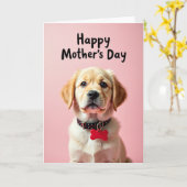 Carte d'amour pour chiot à pois (Fleur jaune)