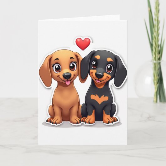Carte d'amour pour chiot teckel (Devant)