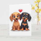 Carte d'amour pour chiot teckel (Fleur jaune)