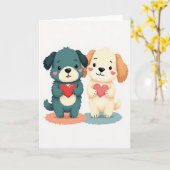 Carte d'amour pour chiots mignons (Fleur jaune)