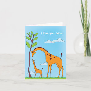 Carte d'amour pour enfants Valentine Giraffe