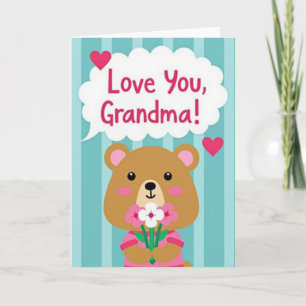 Carte d'amour pour grand-mère avec ours rayé