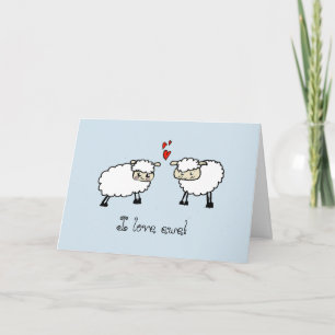 Carte d'amour pour les moutons caricaturaux