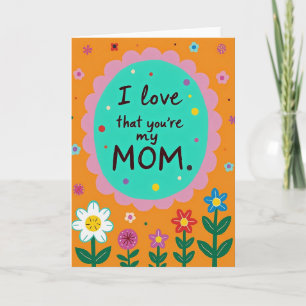 Carte d'amour pour maman à cadre sarcelle