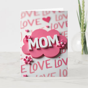 Carte d'amour pour maman à fleurs roses