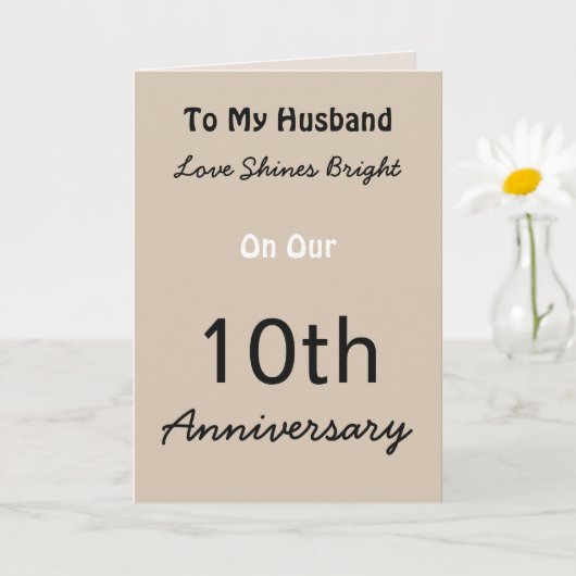 Carte d'amour pour mari pour 10 ans. (Petite plante)