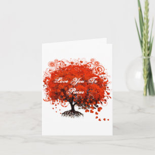 Carte d'amour Red Tree Heart & Swirls