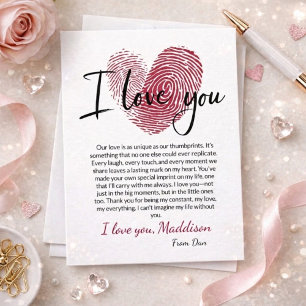 Carte d'amour romantique personnalisée avec emprei