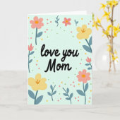Carte d'amour rouge et or pour maman (Fleur jaune)