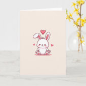Carte d'amour simple et mignonne de lapin (Fleur jaune)