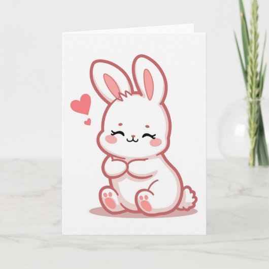 Carte d'amour simple lapin (Devant)