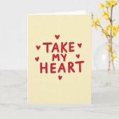 Carte d'amour simple prends mon cœur (Fleur jaune)