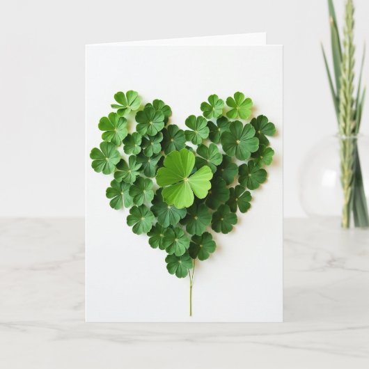 Carte d'amour Trèfle à Cœur Vert (Devant)