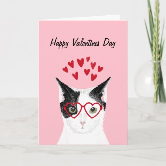 Carte d'amour Valentines Chat Noir et Blanc (Devant)