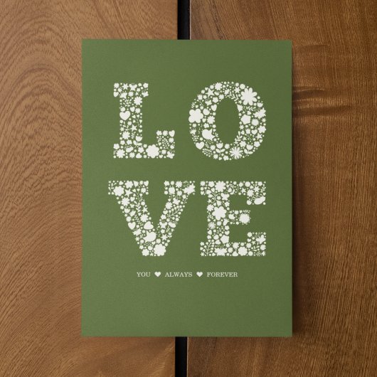 Carte d'amour verte "LOVE You, Always, Forever"