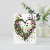 Carte d'amour vintage avec fleurs à l'aquarelle (Debout devant)