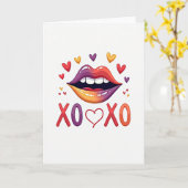 Carte d'amour Xoxo Lèvres Cœurs (Fleur jaune)
