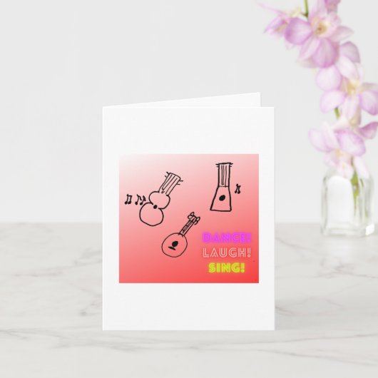 Carte Dance Laugh Sing Ukuleles Blank (Orchidée)