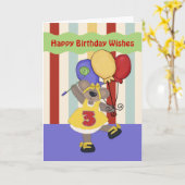 Carte Dancing Bear 3 ans Girl Birthday Card (Fleur jaune)