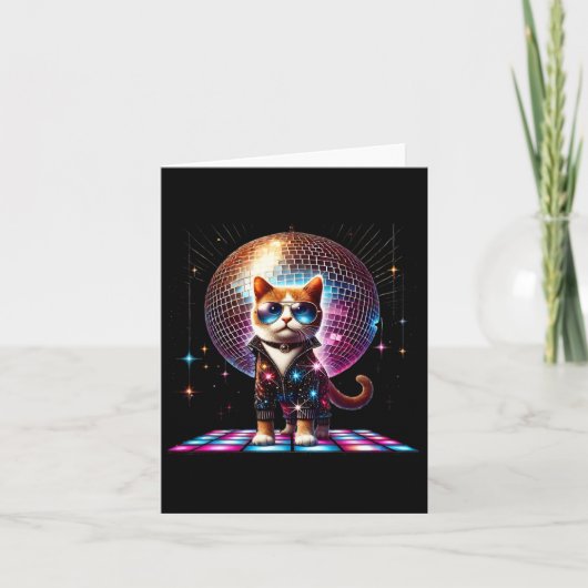 Carte Dancing Chat Disco Ball Kitten Kitty Lover Drôle P (Devant)
