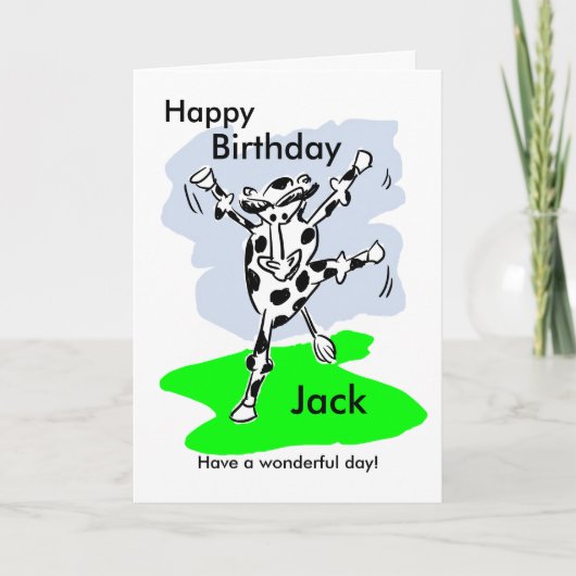 Carte Dancing cow named birthday card add message inside (Devant)