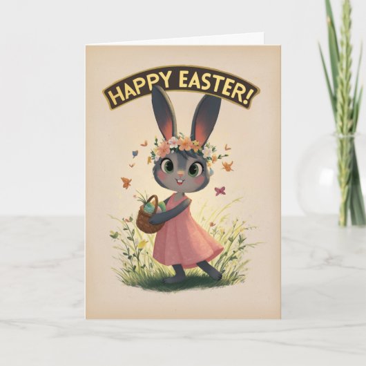 Carte Dancing Easter Bunny in Pink Dress  (Devant)