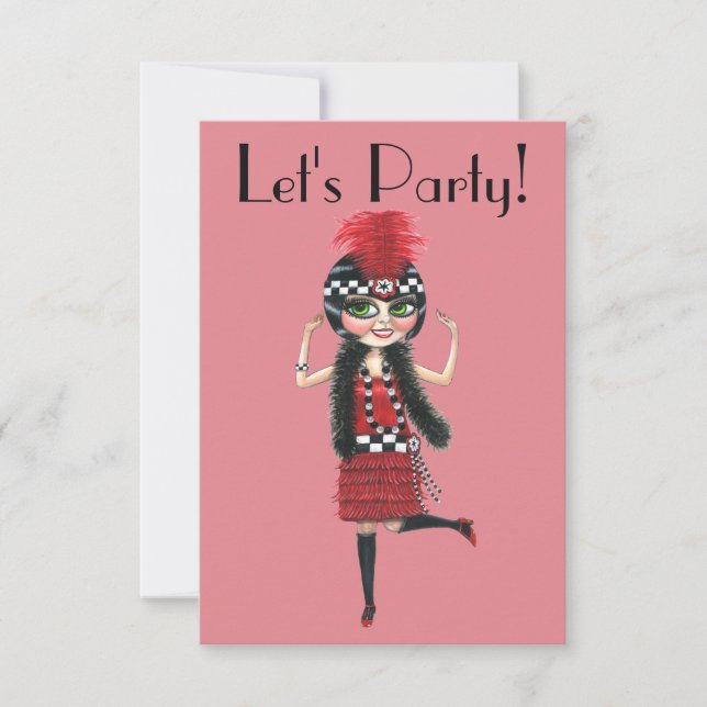 Carte Dancing Flapper Girl Roaring Vingt ans (Devant)