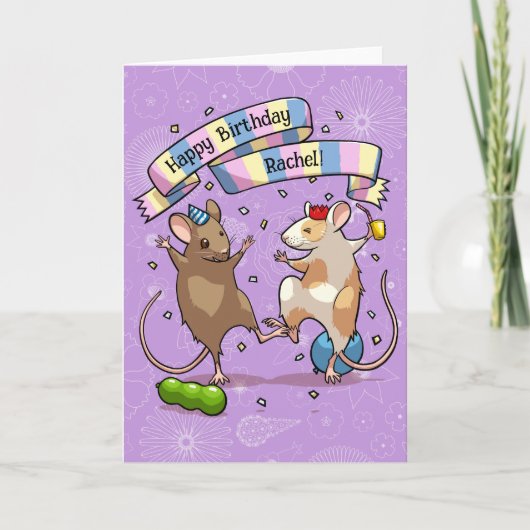 Carte Dancing Mice Ajouter Le Nom Joyeux Anniversaire Fê (Devant)