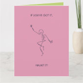 Carte Dancing Skeleton Halloween rose (Devant)
