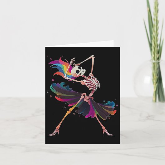 Carte Dancing Skeleton Rainbow Llerina Halloween (Devant)