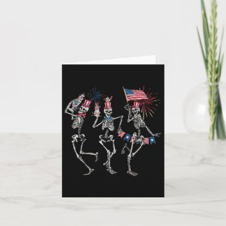Carte Dancing Skeleton Us Drapeau 4 juillet Fireworks Pa