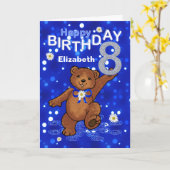Carte Dancing Teddy Bear 8e anniversaire pour fille (Fleur jaune)