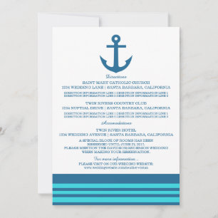 Carte d'Ancre bleue Turquoise Nautique