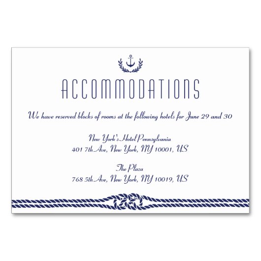 Carte d'Ancre Mariage nautique (Devant)