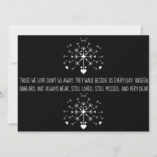 Carte Dandelion Dans Le Vent Dans La Mémoire Amoureuse B (Dos)