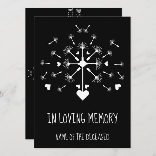 Carte Dandelion Dans Le Vent Dans La Mémoire Amoureuse B (Devant / Derrière)