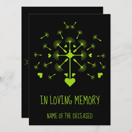 Carte Dandelion Dans Le Vent Dans La Mémoire Amoureuse B (Devant / Derrière)