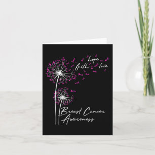 Carte Dandelion Faith Hope Love Cancer du sein Sensibili