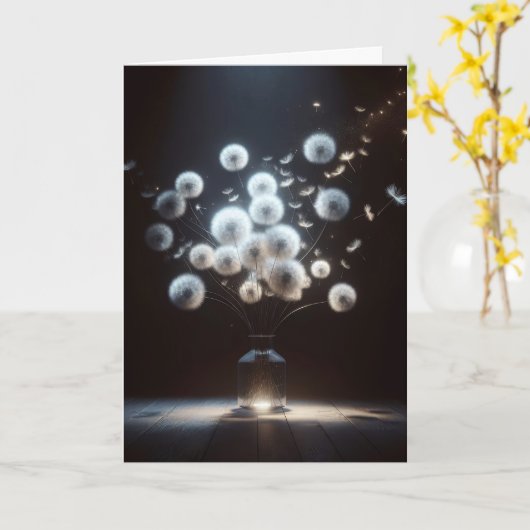 Carte Dandelions à bouffées blanches (Fleur jaune)