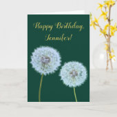 Carte Dandelions, Dandelion Horloges Vert Personnalisé (Fleur jaune)