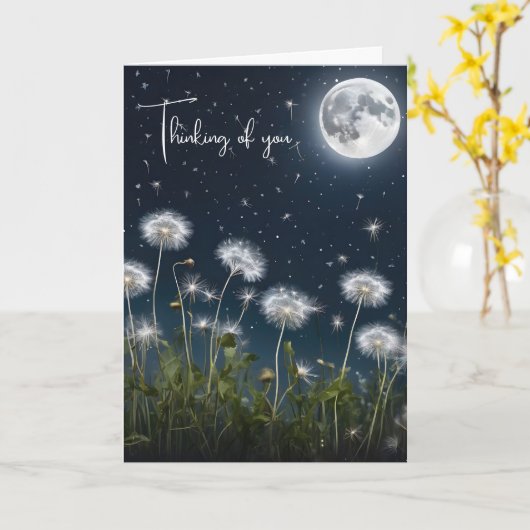 Carte Dandelions en clair de lune Penser à vous (Fleur jaune)