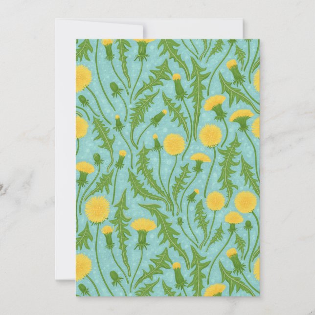 Carte Dandelions, vert, jaune et bleu (Devant)