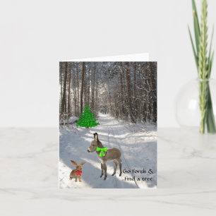 Carte d'âne et de Noël de lapin
