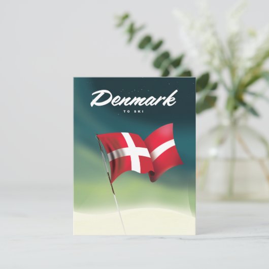 Carte Danemark "À skier" poster Voyage (Debout devant)