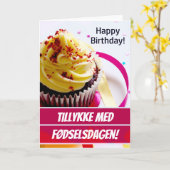 Carte Danemark Joyeux voeu d'anniversaire en Danemark An (Fleur jaune)