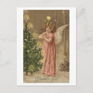 Carte d'ange de Noël rose vintage