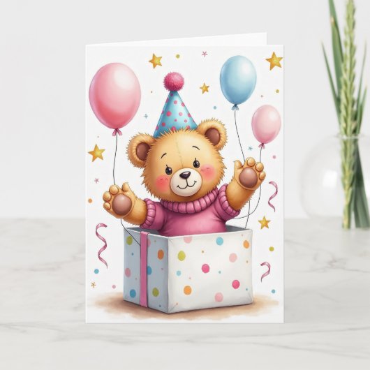 Carte d'Animal en Peluche Joyeux (Devant)