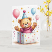 Carte d'Animal en Peluche Joyeux (Fleur jaune)