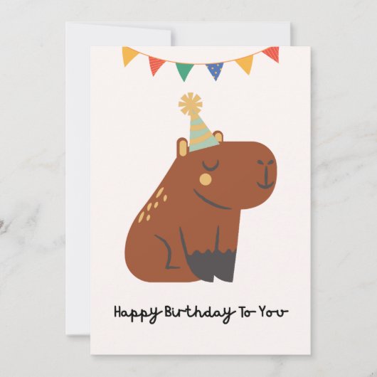 Carte d'animal mignonne d'anniversaire Capybara (Devant)
